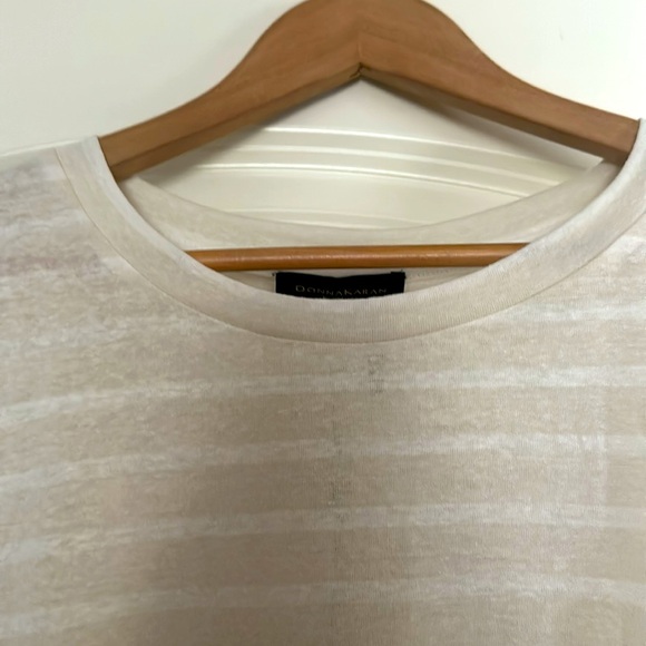 NWT Donna Karan sheer oversized tee. Cream and white stripe - Picture 2 of 7